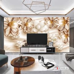 TRANH VẢI DÁN TƯỜNG 3D PHÒNG KHÁCH - TRANH HOA 3D | MÃ HOA3D-38
