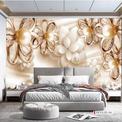TRANH VẢI DÁN TƯỜNG 3D PHÒNG KHÁCH - TRANH HOA 3D | MÃ HOA3D-38