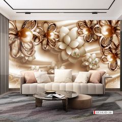 TRANH VẢI DÁN TƯỜNG 3D PHÒNG KHÁCH - TRANH HOA 3D | MÃ HOA3D-38