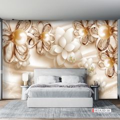 TRANH VẢI DÁN TƯỜNG 3D PHÒNG KHÁCH - TRANH HOA 3D | MÃ HOA3D-38