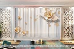 TRANH PVC ỐP TƯỜNG - VÁCH TRANG TRÍ TIVI PHÒNG KHÁCH - TRANH VÂN ĐÁ HOA 3D | MÃ Hoa3D-68
