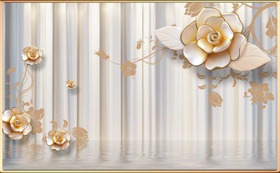 TRANH PVC ỐP TƯỜNG - VÁCH TRANG TRÍ TIVI PHÒNG KHÁCH - TRANH VÂN ĐÁ HOA 3D | MÃ Hoa3D-68