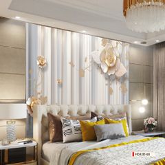 TRANH PVC ỐP TƯỜNG - VÁCH TRANG TRÍ TIVI PHÒNG KHÁCH - TRANH VÂN ĐÁ HOA 3D | MÃ Hoa3D-68