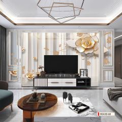 TRANH PVC ỐP TƯỜNG - VÁCH TRANG TRÍ TIVI PHÒNG KHÁCH - TRANH VÂN ĐÁ HOA 3D | MÃ Hoa3D-68