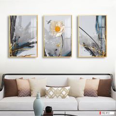 TRANH TREO TƯỜNG PHÒNG KHÁCH, PHÒNG ĂN - TRANH TREO BÌNH HOA GHÉP BỘ 3 BỨC| MÃ HQ-472