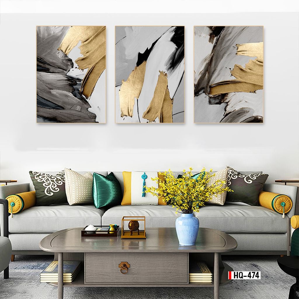 TRANH TREO TƯỜNG PHÒNG ĂN - PHÒNG KHÁCH - TRANH TĨNH VẬT GHÉP BỘ 3 BỨC | MÃ HQ-474