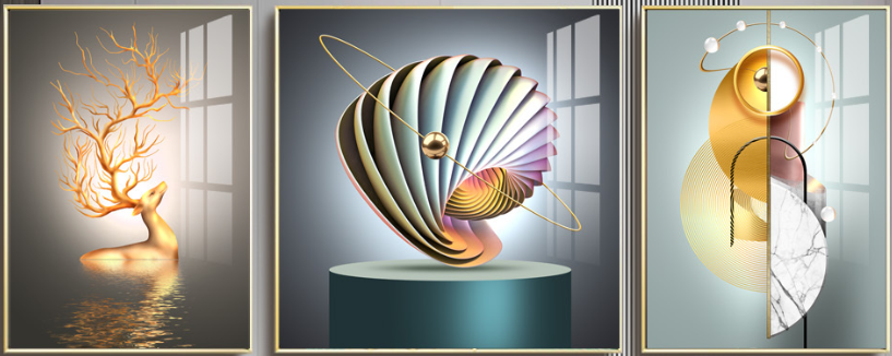 TRANH TREO PHÒNG KHÁCH HIỆN ĐẠI TRỪU TƯỢNG - TRANH GHÉP BỘ 3 BỨC | MÃ HQ-588