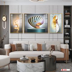 TRANH TREO PHÒNG KHÁCH HIỆN ĐẠI TRỪU TƯỢNG - TRANH GHÉP BỘ 3 BỨC | MÃ HQ-588