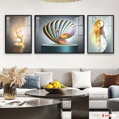 TRANH TREO PHÒNG KHÁCH HIỆN ĐẠI TRỪU TƯỢNG - TRANH GHÉP BỘ 3 BỨC | MÃ HQ-588