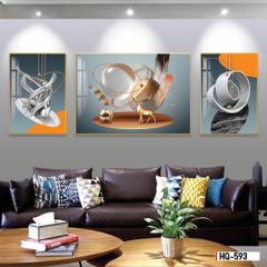 TRANH PHONG THỦY A-B-A  - TRANG TRÍ PHÒNG KHÁCH, SAU SOFA, PHÒNG NGỦ - CHỦ ĐỀ HIỆN ĐẠI HƯƠU TÀI LỘC - MÃ: HQ-593