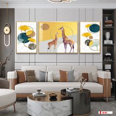 TRANH TREO PHÒNG KHÁCH HIỆN ĐẠI TRỪU TƯỢNG - TRANH GHÉP BỘ 3 BỨC | MÃ HQ-607