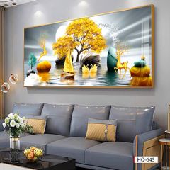 331 - TRANH TREO PHÒNG KHÁCH HIỆN ĐẠI - TRANH TRANG TRÍ - TRANH TREO TƯỜNG HƯƠU TÀI LỘC - KIỂU TRANH LIỀN KHỔ | MÃ HQ-645