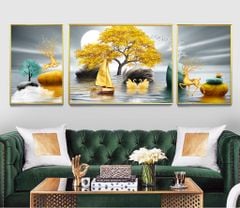 TRANH TREO TƯỜNG KHUNG HỢP KIM - TRANH TREO PHÒNG KHÁCH - TRANH HƯƠU TÀI LỘC | MÃ HQ-645