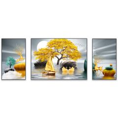 TRANH TREO TƯỜNG KHUNG HỢP KIM - TRANH TREO PHÒNG KHÁCH - TRANH HƯƠU TÀI LỘC | MÃ HQ-645