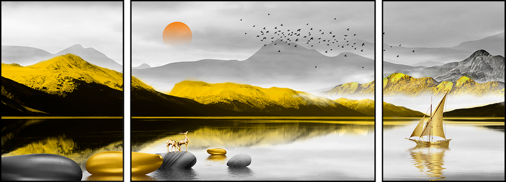 TRANH TREO TƯỜNG PHÒNG KHÁCH - TRANH PHONG CẢNH THIÊN NHIÊN - GHÉP BỘ 3 BỨC | MÃ HQ-681