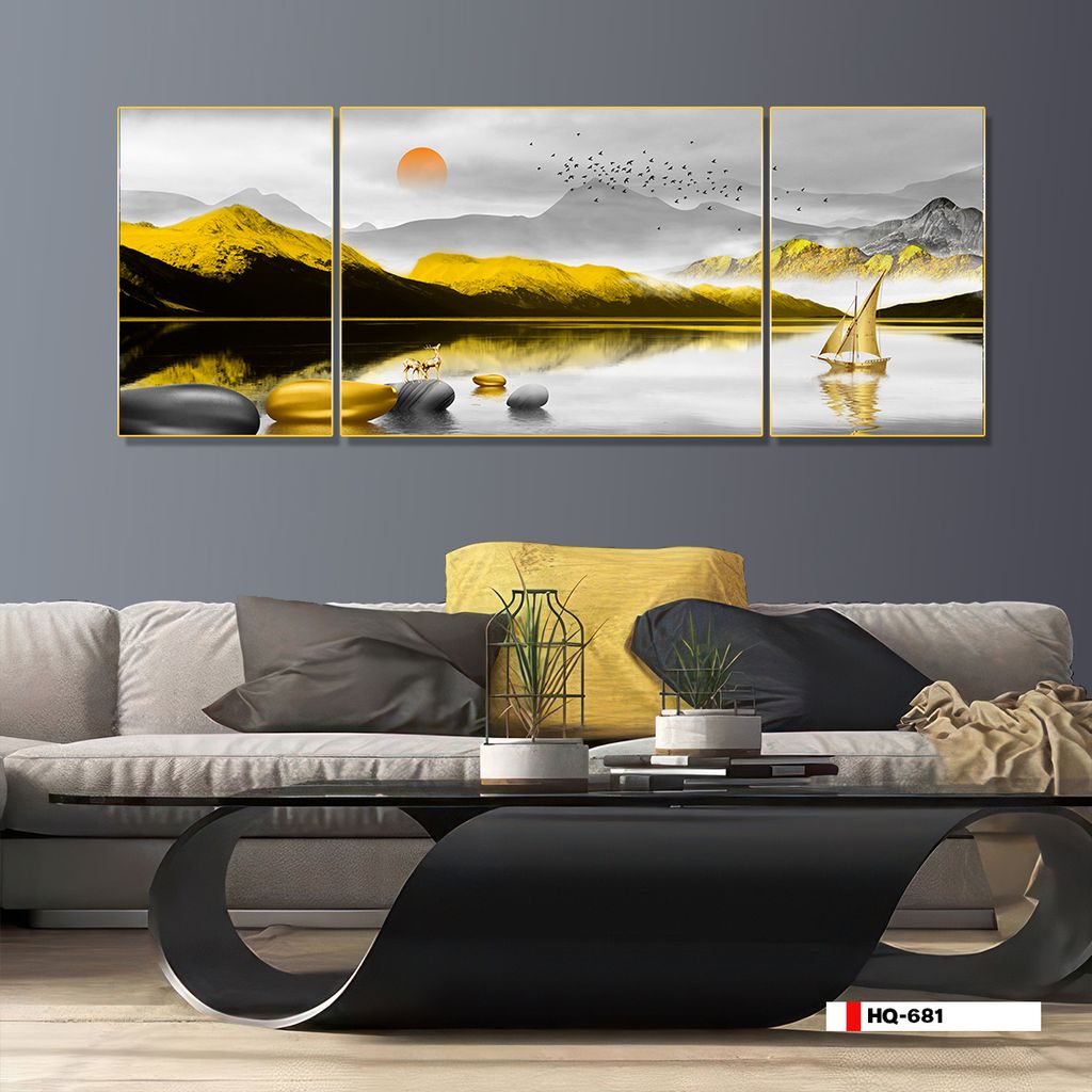 TRANH TREO TƯỜNG PHÒNG KHÁCH - TRANH PHONG CẢNH THIÊN NHIÊN - GHÉP BỘ 3 BỨC | MÃ HQ-681