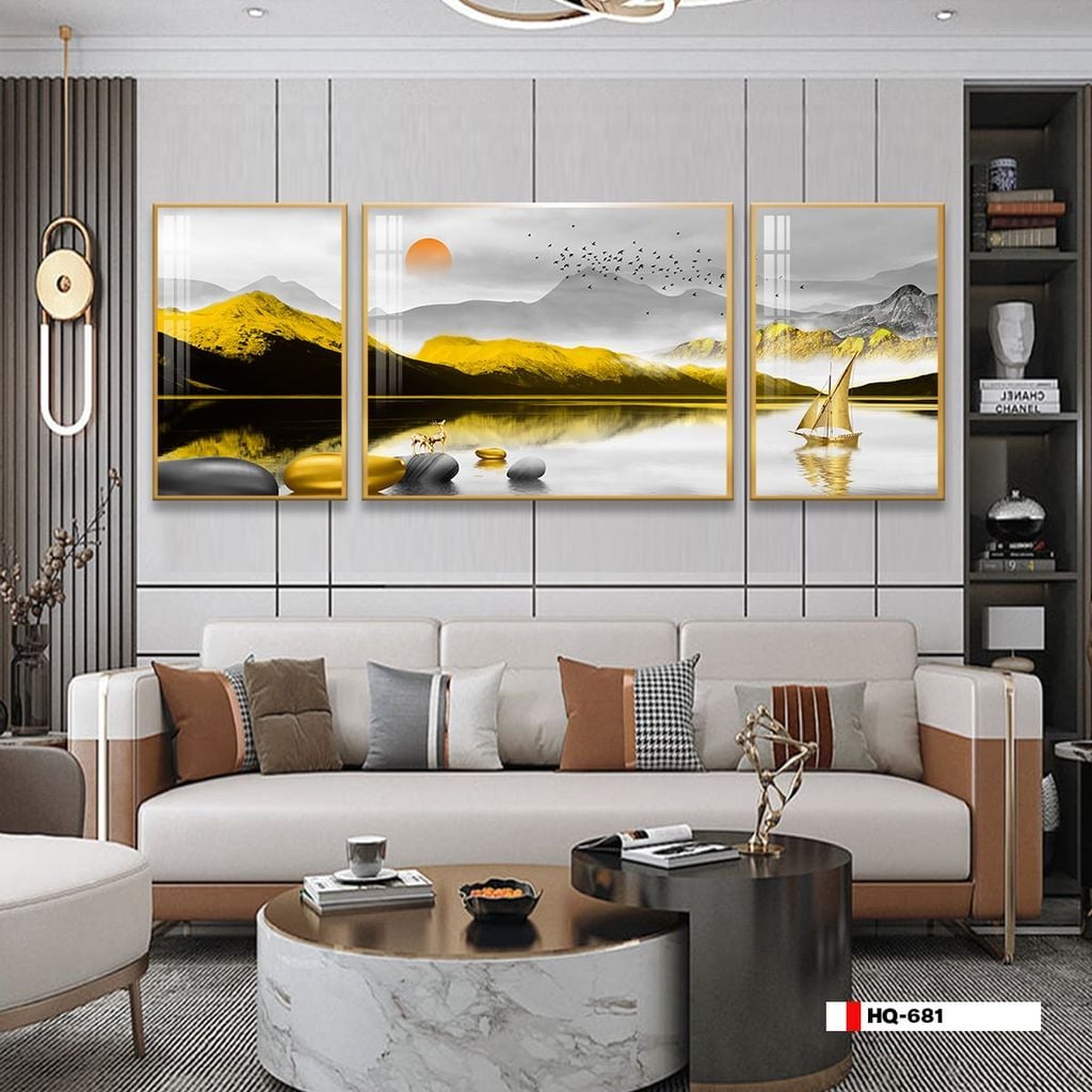 TRANH TREO TƯỜNG PHÒNG KHÁCH - TRANH PHONG CẢNH THIÊN NHIÊN - GHÉP BỘ 3 BỨC | MÃ HQ-681