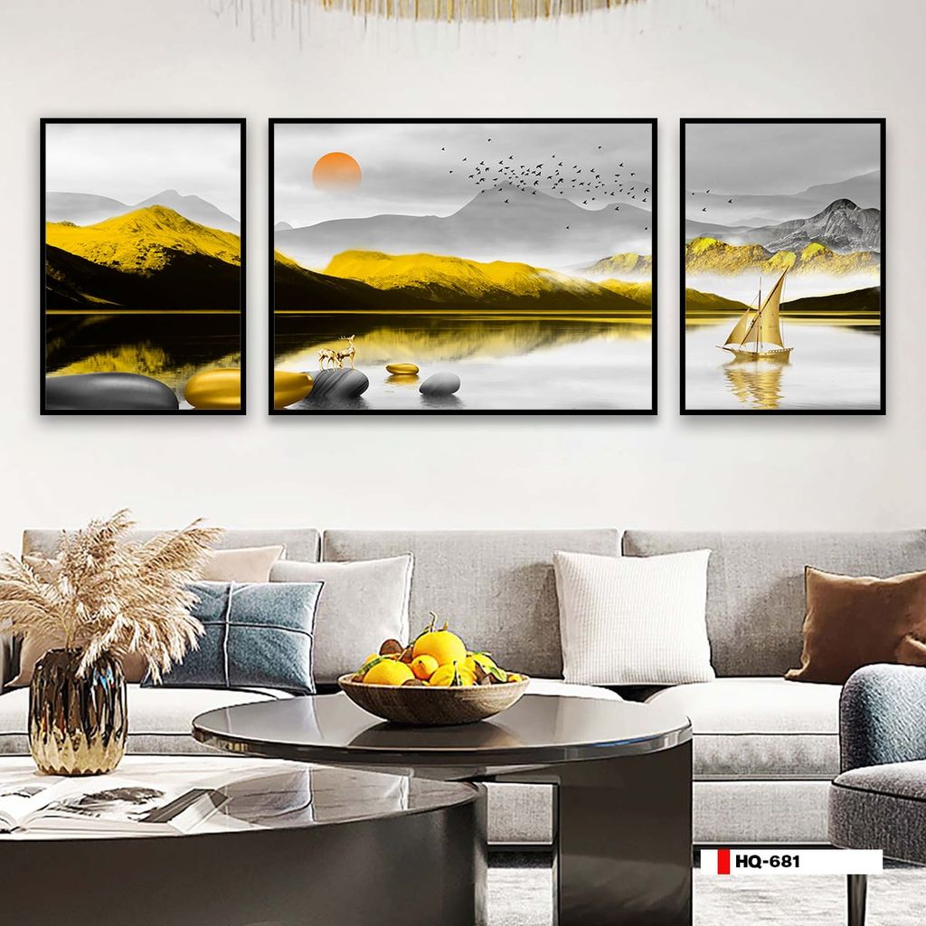 TRANH TREO TƯỜNG PHÒNG KHÁCH - TRANH PHONG CẢNH THIÊN NHIÊN - GHÉP BỘ 3 BỨC | MÃ HQ-681