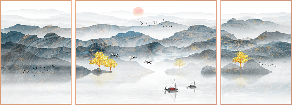 TRANH TREO TƯỜNG PHÒNG KHÁCH - TRANH PHONG CẢNH THIÊN NHIÊN - GHÉP BỘ 3 BỨC | MÃ HQ-691