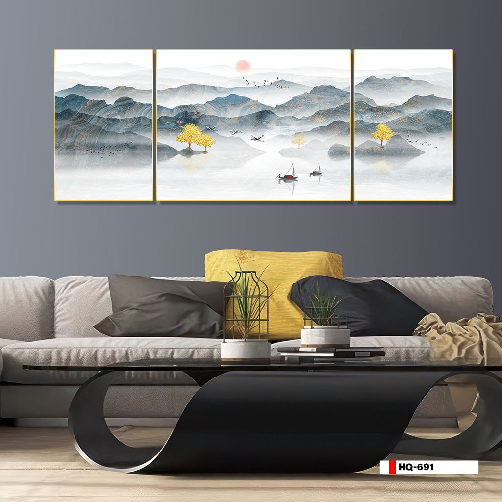 TRANH TREO TƯỜNG PHÒNG KHÁCH - TRANH PHONG CẢNH THIÊN NHIÊN - GHÉP BỘ 3 BỨC | MÃ HQ-691