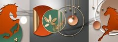 TRANH TREO PHÒNG KHÁCH HIỆN ĐẠI TRỪU TƯỢNG - TRANH GHÉP BỘ NHIỀU BỨC | MÃ J-028