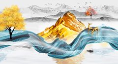 TRANH TREO PHÒNG KHÁCH PHONG THỦY - TRANH HƯƠU TÀI LỘC - KHỔ LỚN | J-118
