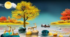 TRANH TREO PHÒNG KHÁCH PHONG THỦY - TRANH HƯƠU TÀI LỘC - KHỔ LỚN | Mã J-121