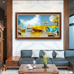 TRANH TREO PHÒNG KHÁCH PHONG THỦY - TRANH HƯƠU TÀI LỘC - KHỔ LỚN | Mã J-122