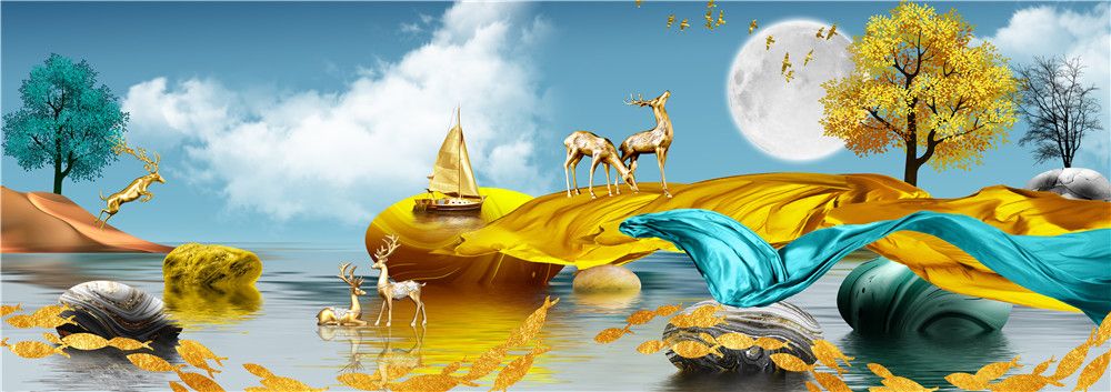 TRANH TREO PHÒNG KHÁCH PHONG THỦY - TRANH HƯƠU TÀI LỘC - KHỔ LỚN | Mã J-122