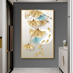 BST62 - TRANH TREO TƯỜNG - TRANG TRÍ PHÒNG NGỦ - CHỦ ĐỀ HƯƠU TÀI LỘC HIỆN ĐẠI, LÁ BẠCH QUẢ - TRANH ĐƠN DỌC