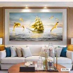 TRANH TREO TƯỜNG KHUNG HỢP KIM TITAN - TRANG TRÍ PHÒNG KHÁCH, SAU SOFA - CHỦ ĐỀ THUẬN BUỒM XUÔI GIÓ - MÃ: JDS-240