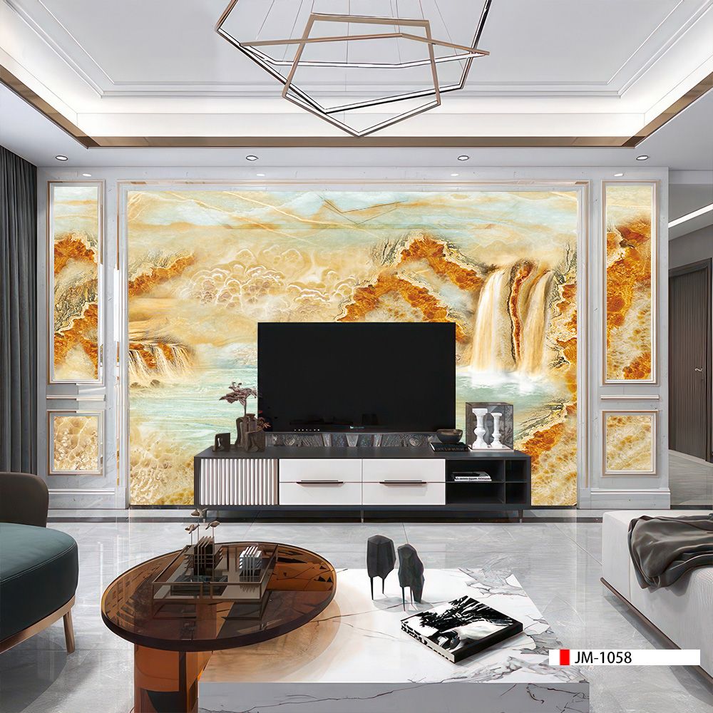 TRANH PVC ỐP TƯỜNG - TRANG TRÍ TIVI PHÒNG KHÁCH SAU SOFA - TRANH VÂN ĐÁ TRẮNG - VÂN MÂY | MÃ JM-1058