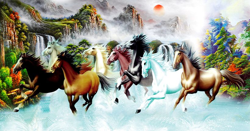 TRANH TREO PHÒNG KHÁCH KHỔ LỚN - TRANH MÃ ĐÁO THÀNH CÔNG | MÃ JM-184