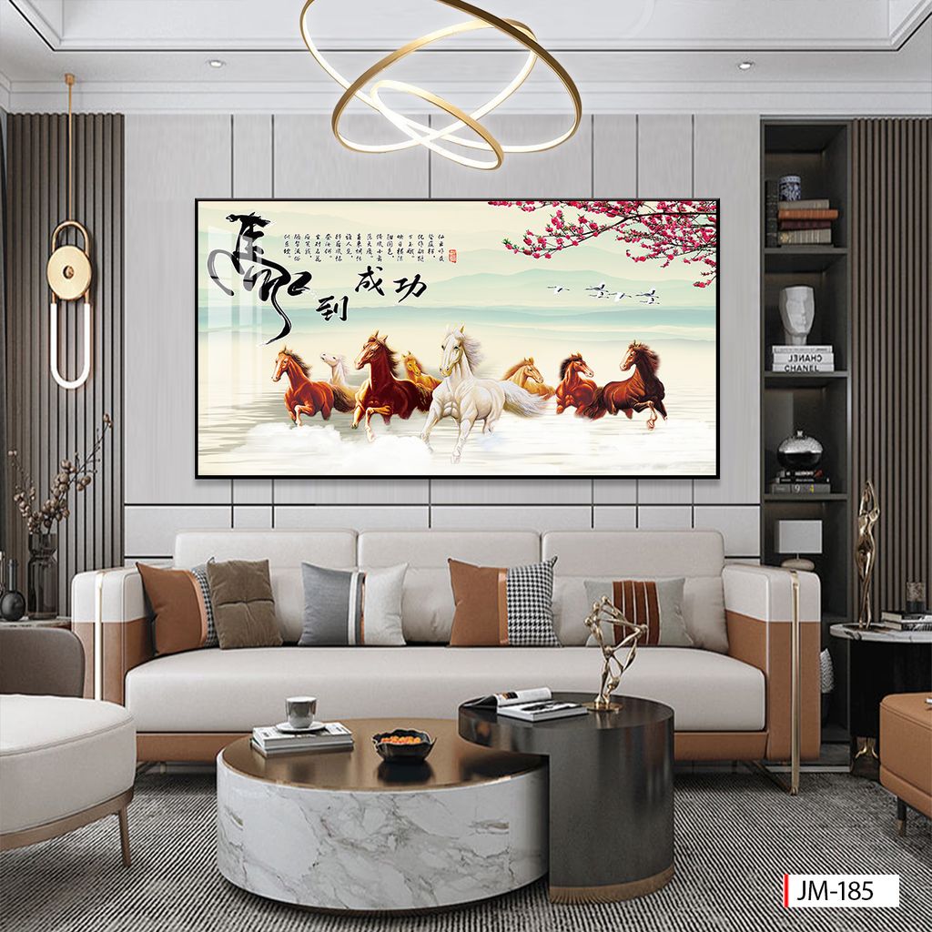 TRANH TREO TƯỜNG - TRANG TRÍ PHÒNG KHÁCH - CHỦ ĐỀ MÃ ĐÁO THÀNH CÔNG - KHỔ LỚN - MÃ JM-185