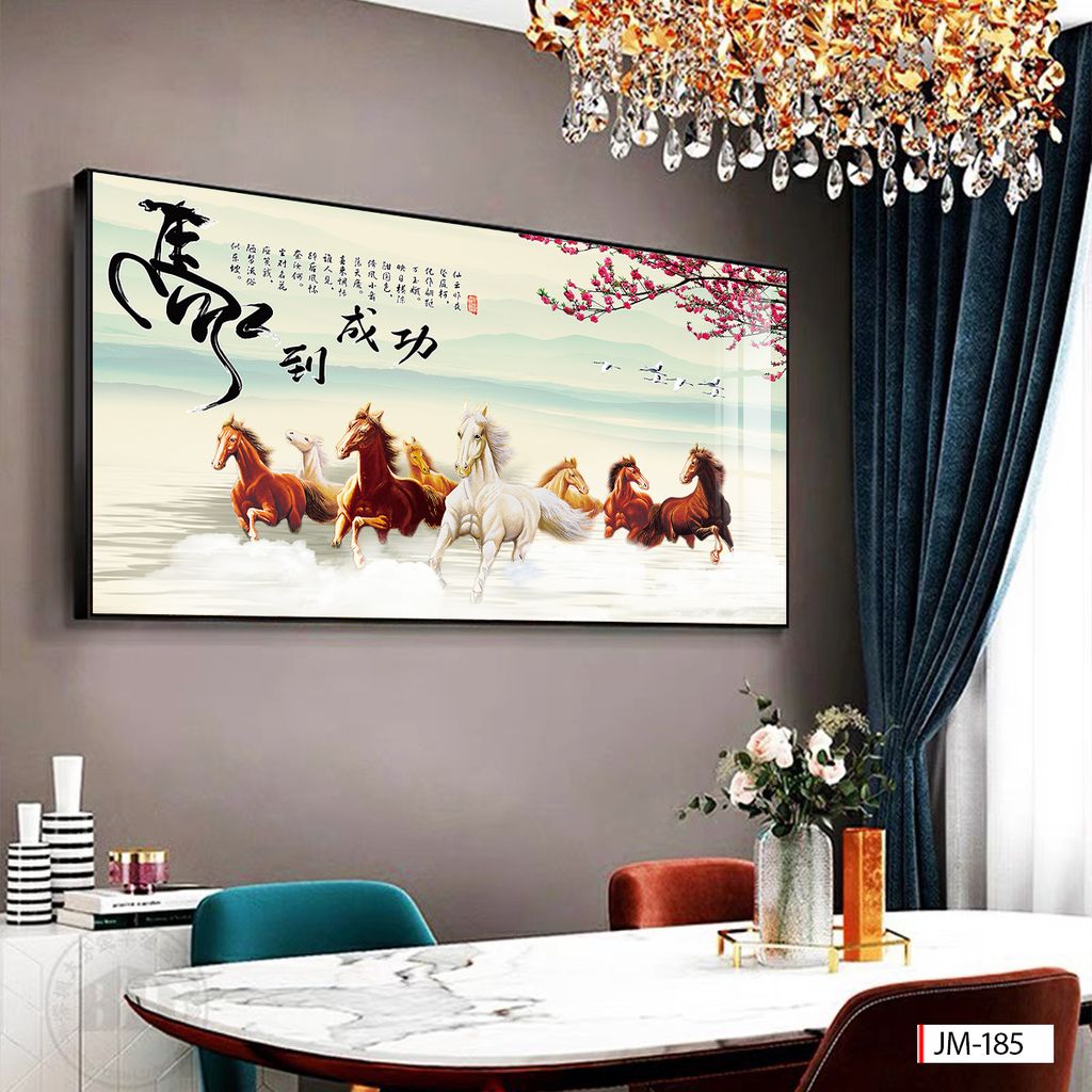 BST71 - TRANH TREO TƯỜNG - TRANG TRÍ PHÒNG KHÁCH - CHỦ ĐỀ MÃ ĐÁO THÀNH CÔNG - KHỔ LỚN