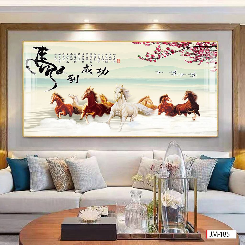 TRANH TREO TƯỜNG - TRANG TRÍ PHÒNG KHÁCH - CHỦ ĐỀ MÃ ĐÁO THÀNH CÔNG - KHỔ LỚN - MÃ JM-185