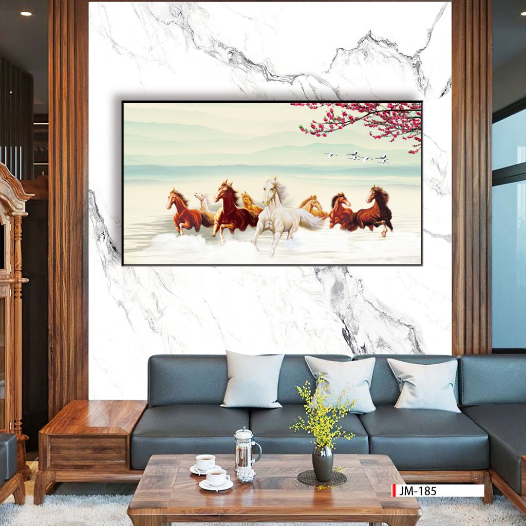 TRANH TREO TƯỜNG PHÒNG KHÁCH PHONG THỦY - TRANH MÃ ĐÁO THÀNH CÔNG | MÃ JM-185