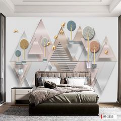 230 TRANH DÁN TƯỜNG 3D -TRANH DÁN PHÒNG NGỦ HIỆN ĐẠI TRỪU TƯỢNG- TRANH DÁN PHÒNG KHÁCH SAU SOFA | MÃ TRANH jm-3855