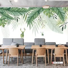 TRANH VẢI DÁN TƯỜNG 3D NHÀ HÀNG, CAFE , LỄ TÂN - TRANH DÁN TƯỜNG TROPICAL NHIỆT ĐỚI | MÃ JM-3876