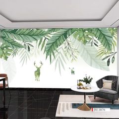 TRANH VẢI DÁN TƯỜNG 3D NHÀ HÀNG, CAFE , LỄ TÂN - TRANH DÁN TƯỜNG TROPICAL NHIỆT ĐỚI | MÃ JM-3876