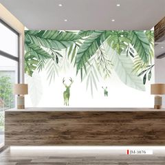 TRANH VẢI DÁN TƯỜNG 3D NHÀ HÀNG, CAFE , LỄ TÂN - TRANH DÁN TƯỜNG TROPICAL NHIỆT ĐỚI | MÃ JM-3876