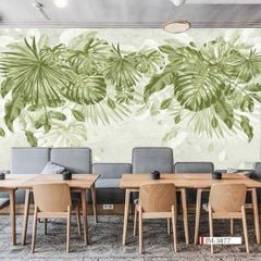 TRANH VẢI DÁN TƯỜNG 3D NHÀ HÀNG, CAFE , LỄ TÂN - TRANH DÁN TƯỜNG TROPICAL NHIỆT ĐỚI | MÃ JM-3877