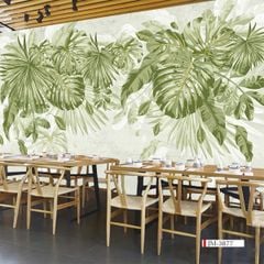 TRANH VẢI DÁN TƯỜNG 3D NHÀ HÀNG, CAFE , LỄ TÂN - TRANH DÁN TƯỜNG TROPICAL NHIỆT ĐỚI | MÃ JM-3877