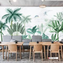 TRANH VẢI DÁN TƯỜNG 3D NHÀ HÀNG, CAFE , LỄ TÂN - TRANH DÁN TƯỜNG TROPICAL NHIỆT ĐỚI | MÃ JM-3878