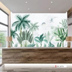 TRANH VẢI DÁN TƯỜNG 3D NHÀ HÀNG, CAFE , LỄ TÂN - TRANH DÁN TƯỜNG TROPICAL NHIỆT ĐỚI | MÃ JM-3878
