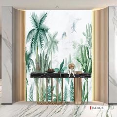 TRANH VẢI DÁN TƯỜNG 3D NHÀ HÀNG, CAFE , LỄ TÂN - TRANH DÁN TƯỜNG TROPICAL NHIỆT ĐỚI | MÃ JM-3878