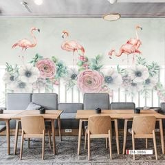 TRANH VẢI DÁN TƯỜNG 3D NHÀ HÀNG, CAFE , LỄ TÂN - TRANH DÁN TƯỜNG TROPICAL NHIỆT ĐỚI | MÃ JM-3886