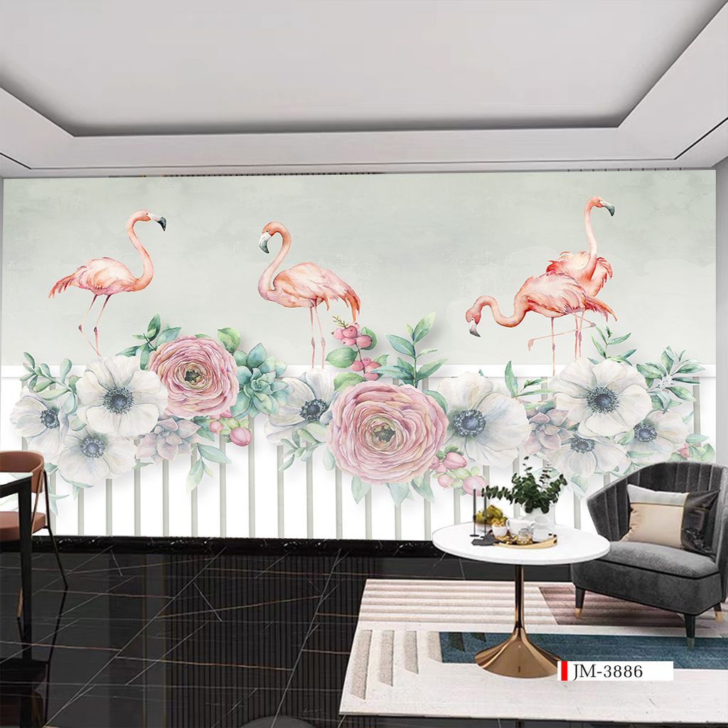 TRANH VẢI DÁN TƯỜNG 3D NHÀ HÀNG, CAFE , LỄ TÂN - TRANH DÁN TƯỜNG TROPICAL NHIỆT ĐỚI | MÃ JM-3886