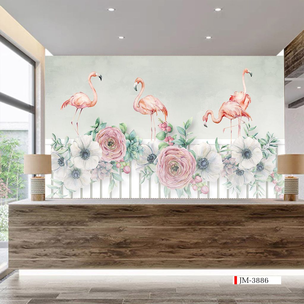 TRANH VẢI DÁN TƯỜNG 3D NHÀ HÀNG, CAFE , LỄ TÂN - TRANH DÁN TƯỜNG TROPICAL NHIỆT ĐỚI | MÃ JM-3886