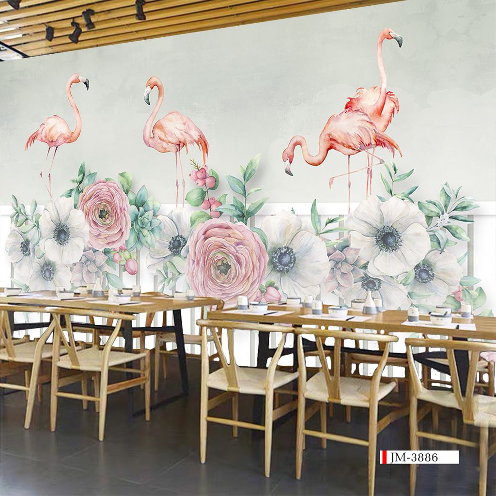 TRANH VẢI DÁN TƯỜNG 3D NHÀ HÀNG, CAFE , LỄ TÂN - TRANH DÁN TƯỜNG TROPICAL NHIỆT ĐỚI | MÃ JM-3886